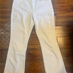 Women’s J. Jill Kick Flare Ankle White Jean Size 8 Raw Hem
